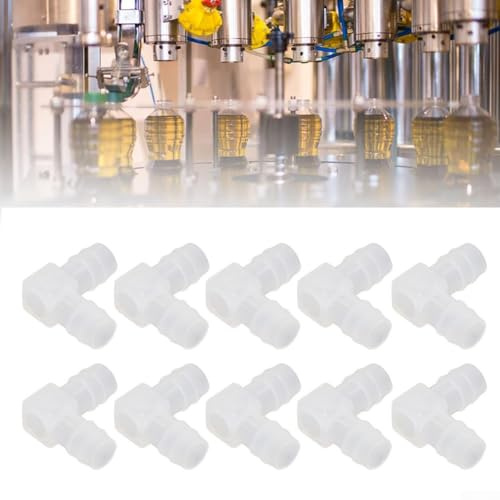 Plastic Hose Elbows 90° Adapter Water Pipe Fitting L-Shaped Equal Diameter, PP Material Barb Connector for Silicone Pipes, 6mm, 10 Pack