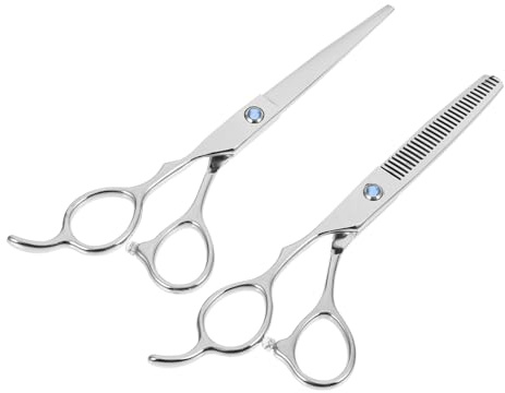 VILLCASE Forbici da per Mancini in Acciaio Inossidabile 6 Pollici Set 2 Pezzi Forbici da Taglio e Sfoltimento Strumenti da Parrucchiere per Uso Domestico Impugnature Ergonomiche