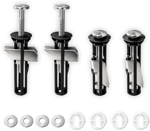 4 pezzi Viti fissaggio sedile WC dall’alto, kit montaggio coperchio toilette, viti di ricambio con rondelle, kit fissaggio WC per toilette standard