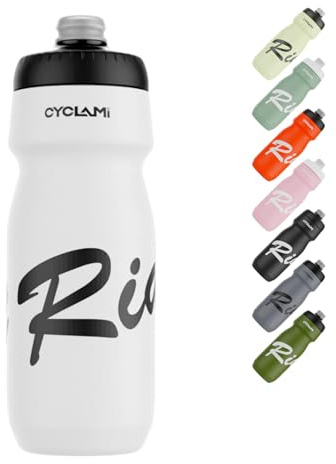 CYCLAMI Fahrrad Trinkflaschen 650ml, Leichtes, BPA-Frei, Auslaufsicher, Squeeze Radflasche für Radfahren Fitness Wandern Schwimmen (White)