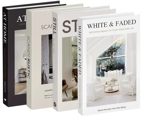 Jonuin Modern Decorative Books Set of 4, Empty Hollow Fake Books for Home Decor, Decorative Faux Book, Foldable Hardcover Faux Book Set for Coffee Table, Bookshelf, Bedroom, Living Room & Office