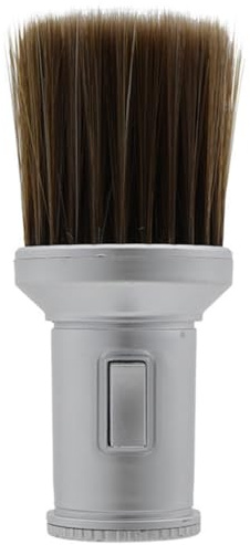 Cepillo de Limpieza de Peluquería Plata de Fibra y Plástico | Plumero para Cuello, Alta Densidad, Limpia Vello Suelto y Restos tras Corte o Coloración
