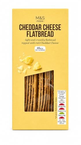 M&S Cheddar Cheese Flatbread 140g Crispy Baked Cheese Crackers Savoury Snack for Cheese Boards & Dips