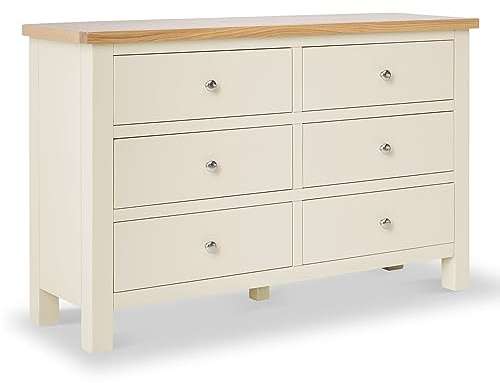 RoselandFurniture Farro Cream Large 6 Drawer Chest of Drawers Bedroom