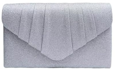 LeahWard Women's Suede Clutch Handbags Purse Wedding Bags 308 (Silver)