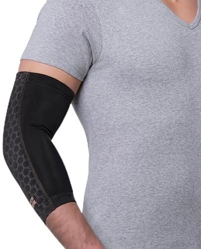 Copper Fit unisex adult Elbow Compression Sleeve Hosiery, Black, Medium US