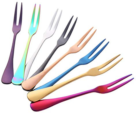 Buyer Star Mini fourchette 8 pièces Fourchette à gâteaux 8 couleurs inox Fourchettes à fruits pour Fruit Dessert gâteau