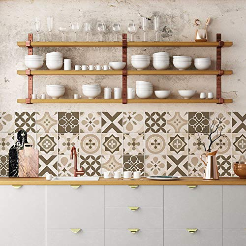 RE-COVERTILES - 54 st Klistermärken Kakel formatera 10x10 cm PS00224 Väggmosaik Cement Kakellim för badrum och kök Peel and Stick