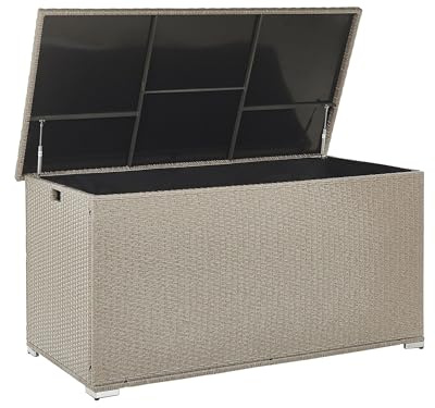 Beliani Praktische Auflagenbox Rattan 290 L 155 x 75 cm taupe Modena
