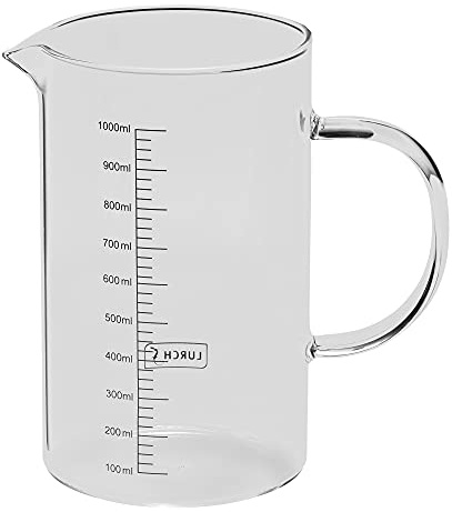 Lurch Jarra medidora de vidrio de borosilicato resistente al calor 70202, 1 litro