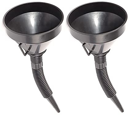 Mnahuxjuansxu ÖLtrichter Universal Trichter mit Flexiblem Schlauch Kraftstofftrichter Sieb Ktrichter Filter Auto Kunststoff Schwarz für Kraftstoff Benzin Diesel 2 Stück