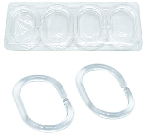 Juego de 12 Anillos de Cortina de Ducha, 4,6 x 2,9 cm, diámetro Interior para Barras de Cortina de Ducha y Barras de ángulo de Ducha, Anillos de Ducha de plástico Resistente, Anillos