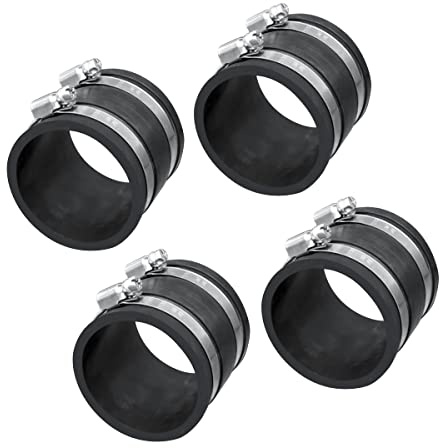 POWERTEC 70148-P4 2-1/2 Inch Dust Control Flex Cuff with Steel Hose Clamps, Hose Connector Rubber Cuff Coupler for Woodworking Dust Collection Fittings, Dust Collector Accessories & Machinery, 4 pack