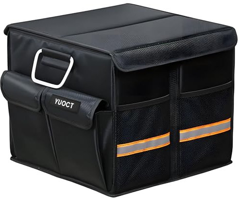 YUOCT 35cm 36L Organizer per Bagagliaio Auto, Robusto Pieghevole, Organizer Bagagliaio Multi Scomparto Con Cinghie Maniglie Regolabili & Coperchio (S 13.8x13.8x11.8in)