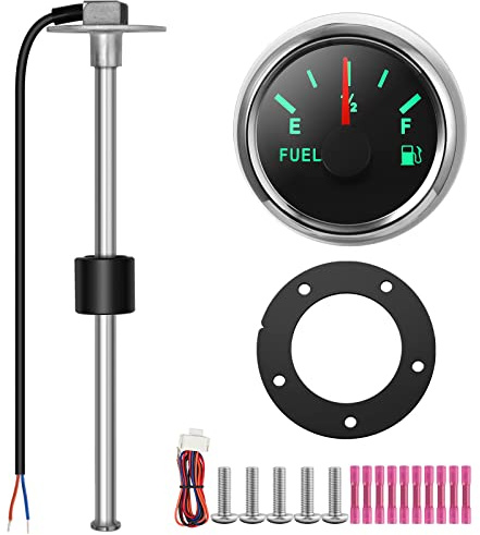 Rupse Universal Kraftstoffanzeige Tankuhr Mit Wasserstandssensor, 457 mm | Edelstahl Kraftstoffsensor, IP67 Wasserdicht, Für Auto/SUV/Boot/Pkw Lkw/Wohnmobil