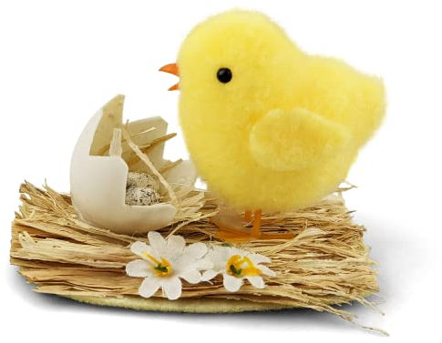 Netuno 1x pulcino decorativo Pasqua piccolo giallo pulcini pasquali nel nido decorazioni pasquali con pulcino addobbi per la Pasqua regalo decoro casa tavolo oggetti decorativi animali