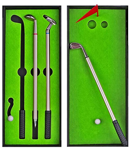 SmartGreen® - Set de Golf en Miniatura con 3 Palos de Golf, 1 Green, 2 Bolas, 1 Bandera - Idea de Regalo para el Día del Padre para golfistas - Los Mejores Juegos y Accesorios