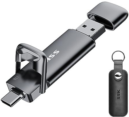 SSK 1TB USB C Drive Up to 550MB/s, Fast USB-Stick Dual Drive Type-c +A USB3.2 Gen2 Solid State Drive, External SSD Memory Stick for Android Phone Laptop Tablet Mac Business Travel Essential