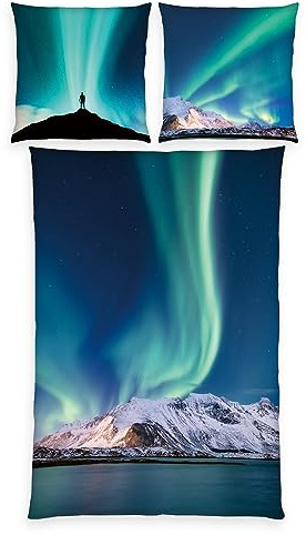 Herding Polarlichter Bettwäsche Set 2tlg. 135x200 cm 100% Microfaser