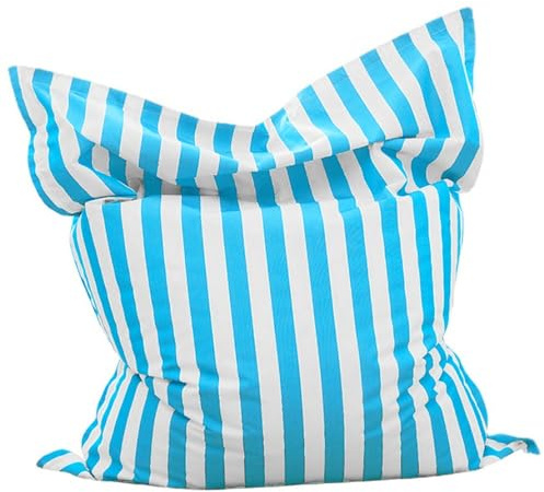 SXBCyan Funda para Puff (sin Relleno) Puf Cuadrado Sillon Puff para Piscina Exterior Interior Cómodo Grande Sqaure Almohada Saco Cubierta(Light Blue-Stripe)