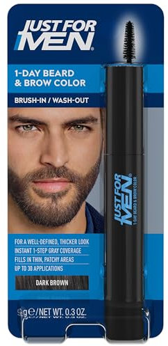 Just for Men 1-Tag-Bart- & Augenbrauenfarbe, Bart und Augenbrauen Männer, Temporäre Farbe, Für ein volleres, gut definiertes Aussehen, Bis zu 30 Anwendungen, Farbe Dunkelbraun