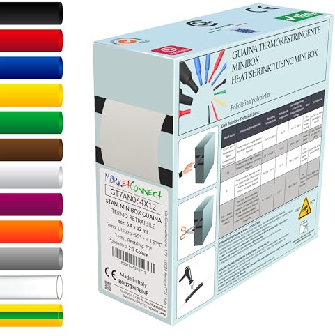 MarketConnect® Guaina Termorestringente Ø 6,4 mm, L 8mt • BIANCO • MINIBOX 2:1 SMALL
