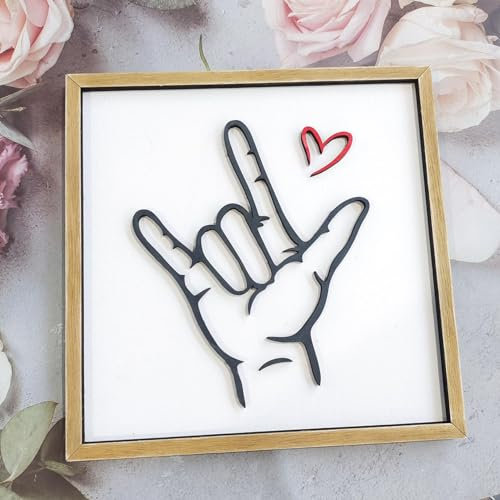 Wooden I Love You Sign Language Hand Christmas Ornament, Personalized I Love You Gesture Hanging Ornament, Valentines Day Decoration for Holiday Wedding Party Decoration /208