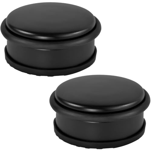 Set di 2 fermaporta moderni ed eleganti in acciaio inox verniciato | senza montaggio, pesanti e robusti, 2 pezzi, nero opaco, con anello in gomma