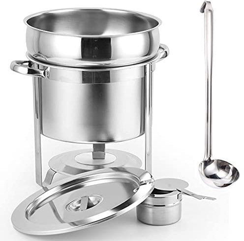 XMWOEIX 11 l Marmite Suppen-Chafer/Suppenwärmer aus Edelstahl/Suppenserviergerät mit Löffel und Wasserpfanne für Chili und Gumbo