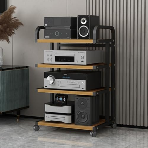 Hifi-stativ, 4 Avtagbart mediaställ Audio/Video-ställ CD-spelare Stereokomponentförvaringsskåp, för hem/kontor/teater (färg 1)