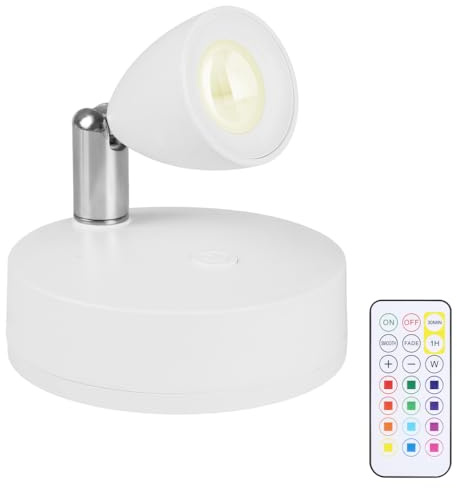 DONGKER Mini LED Batterie Spotlichter, RGB/Warmweiß Kabellos Fernbedienung Wandstrahler, Wireless Inner Bilderstrahler für Kunstwerke Malerei Statue Schrank Kunst Display Party Ambiente