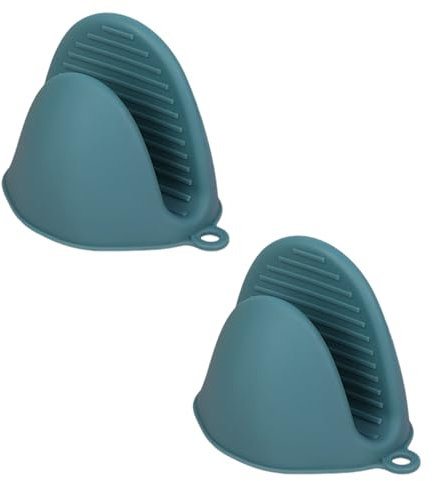 Bodhi2000 Guanti da forno resistenti al calore antiscivolo in silicone 1 paio di mini presine isolate per cucina barbecue verde