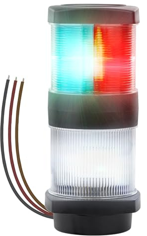 CLGMarine - Marine Navigation Light, Triple Color LED Mast and Deck Light, Red/Green/White, Full Anchor Light, DC10-24V, 8.26 Inch for Boat, Sailboat