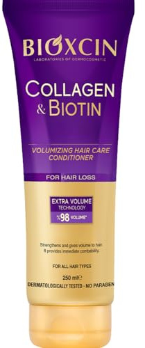 BIOXCIN Kollagen & biotin volymbalsam 250 ml – hårbalsam för fint och tunt hår – med hydrolyserat kollagen, biotin och BioComplex B11 | volym för hår