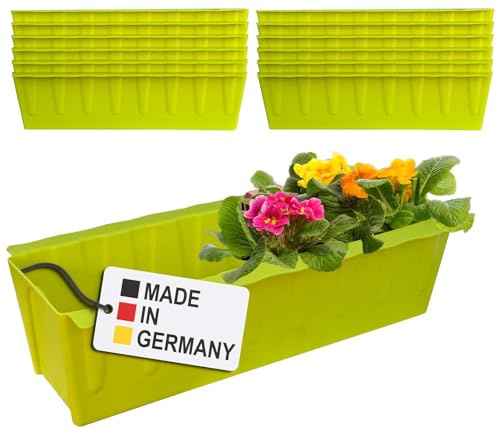 Hossi's Wholesale 12 europaletter blomlådinsatser | 37,3 cm ljusgrön | växtlåda för europeisk pallpall | balkonglåda | blomkruka | tillverkad av robust plast | tillverkad i Tyskland