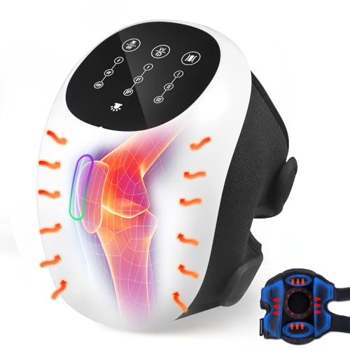 Knie Massagegerät mit Infrarot Duallicht und Airbag-kompresse, 3-stufige Wärme und Vibration, Knierelief Massagegerät mit Infrarot Wärme und Vibration für Wellness Geschenke für Frauen und Männer