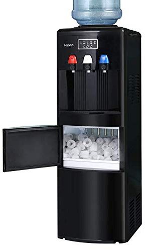 Máquina de hielo portátil y dispensador de agua, diseño independiente 2 en 1 con bloqueo de seguridad para niños, produce 15 kg diarios para uso doméstico y de oficina