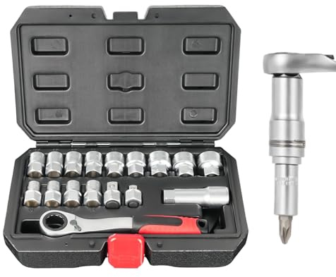 Socket Juego De Tomas De Carraca - 27.5x18x6cm Ratchet Juego De Herramientas De Enchufe | Kit Llaves | Kit Compacto Para Mantenimiento De Vehículos Hidráulica Instalaciones Eléctricas Tuberías