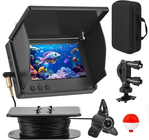 Cámara Submarina para Pesca, Buscador de Peces con Pantalla IPS 4,3 y Cable 30m, Visión Nocturna Infrarroja, Gran Angular, Impermeable IP65, para Pesca en Hielo, Lago, Río, Mar y Barco