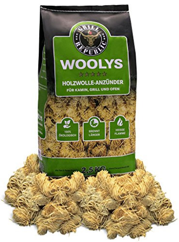 Grill Republic Kaminanzünder Holzwolle Wachs 2,5kg / Ofenanzünder mit extra hoher Brennleistung/Bio-Anzünder ohne Chemie/Anzündwolle für Holzofen, Kachelofen, Kaminofen & Grillanzünder…