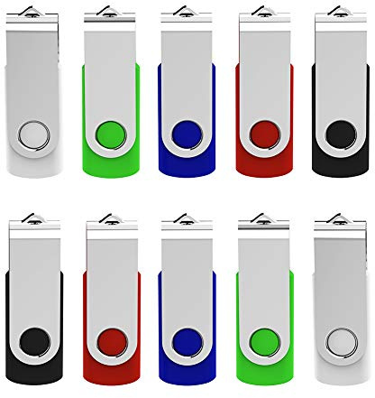 16GB Flash Drive 10 Pack USB Flash Drive 16 gb KEXIN Thumb Drive Memory Stick Zip Drive USB 2.0, 5 Colors (Black, Blue, Green, White, Red)