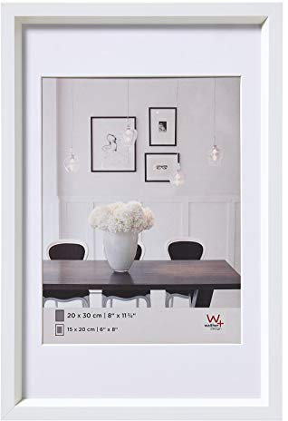 walther design Bilderrahmen weiss 50 x 70 cm mit Passepartout, Steel Style Kunststoffrahmen ES070W