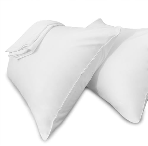 Precoco Pillow Cases King Size-100% Cotton Pillowcase Covers with Zipper Hidden, Breathable & Ultra Soft/Pillow Covers for Easy Care,2 Pack/White
