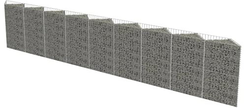 vidaXL Gabion Wall High Load Capacity Weather-Resistant Stone Retaining Basket Cage Fence Silver Galvanized Steel 248x11.8X39.4