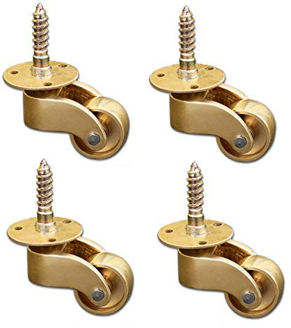Zlovne 4X Rollen für Möbel,Möbelrollen,Lenkrollen,Massivem Messing,Polierte Oberfläche,Schraubenlänge 27mm,Für Bürostühle/Tische/Möbelrollen