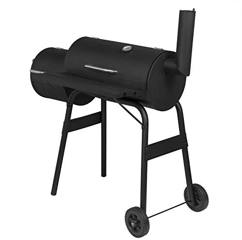 WOLTU Barbacoas de Carbón con 2 Cámaras de Combustión Barbacoas de Exterior con Ruedas para BBQ, Jardín, Camping 115 * 53 * 114cm Negro CPZ8136sz