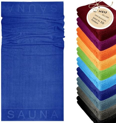 Lashuma Saunatuch Herren 80x200 cm Kopenhagen Königsblau – großes Frottee Saunahandtuch aus 100% Baumwolle, weich & saugstark für Sauna & Wellness