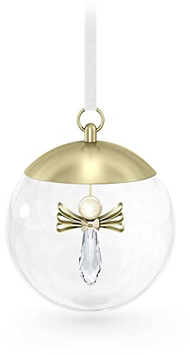 Swarovski Holiday Magic Engel Weihnachtskugel, Kleine Kugel mit Prachtvollem Satinband und Edlen Swarovski Kristallen
