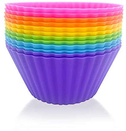 Stampo per Muffin in Silicone, Pirottini per Muffin Riutilizzabili, 6 Colori, 12 Pezzi