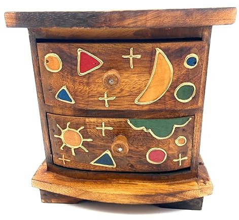 SusggO Baum des Lebens Mini-Schubladenschrank aus Holz, zum Aufstellen auf dem Tisch mit 2 Schubladen, Nähkästchen, Schreibtisch-Organizer, Aufbewahrung von Kunsthandwerk, Dekoration (Arbol de la Va)
